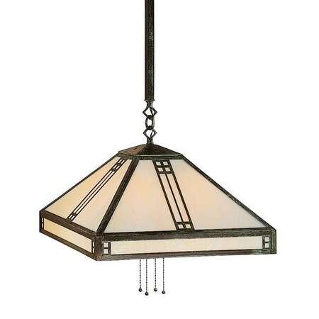 Arroyo Craftsman 18" Prairie Stem Hung Pendant, Raw Copper, Rain Mist Glass PSH-18RM-RC